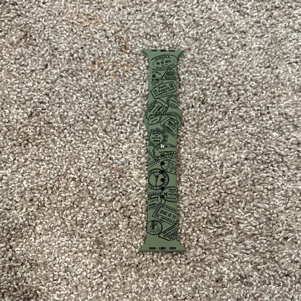 Olive Green Silicone watch band compatible with iPhone